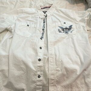 Harley Davidson white size Large button down shirt